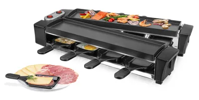 Immagine prodotto di Emerio grill per raclette RG-132098.2 - Gourmet - Senza PFAS - 8 teglie e spatola - Rivestimento ILAG