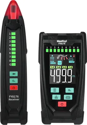 Zdjęcie produktu dla Tester kabli sieciowych Mastfuyi FY8176, tester kabli Ethernet, przenośny ręczny tester kabli z regulowaną czułością, lokalizacją usterek i testem długości kabla z technologią TDR, 2,5-calowy kolorowy ekran, tester sieci RJ45 z materiałowym etui (czarny)