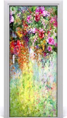 Produktbild von Tulup Türaufkleber 95x205 cm Dekorative Aufkleber Selbstklebend Wasserdichte Tapete Abnehmbar Schlafzimmer Wohnzimmer Wohnkultur - Wandaufkleber Aufkleber bunten Blumen