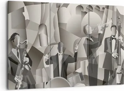 Produktbild von Bild auf Leinwand - Leinwandbild - Jazz Musik Musiker - 105x70cm - Wand Bild - Wanddeko - Leinwanddruck - Bilder - Kunstdruck - Wanddekoration - Leinwand bilder - Wandkunst - CE105x70-4119