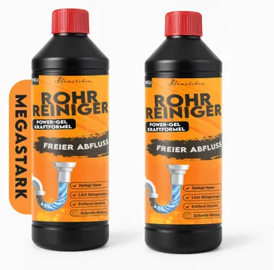 Produktbild von hausleben Abflussreiniger EXTRA STARK 2x1000ml – Rohrreiniger Power-Gel gegen Haare, Fett & Verstopfungen für Küche, Bad, Dusche und Abflussfrei