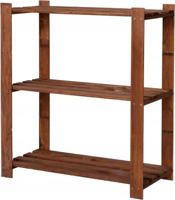 Obrázok produktu pre STOLMAK Botník 80x90x38 cm, 3 police, masívna borovica, hnedý, drevený regál na topánky