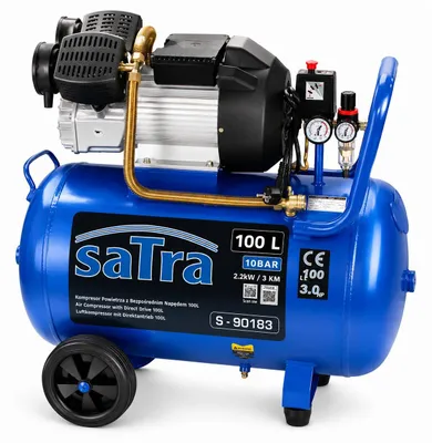 Immagine prodotto di Compressore d'aria a trasmissione diretta da 220 V, gonfiatore per pneumatici, kit di gonfiaggio per pneumatici 100 litri, 10 bar