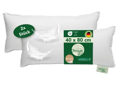 Produktbild von 2er Set Daunenkissen 3-Kammer 40x80 cm | Ergonomisch, stützend & atmungsaktiv | Dreamstar