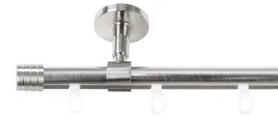 Produktbild von SN Deco Gardinenstange Innenlauf Lille, 19 mm, 1-läufig, Stahl, Komplett-Set mit Ringen, Profildeckentrager, 180 cm, edelstahl optik