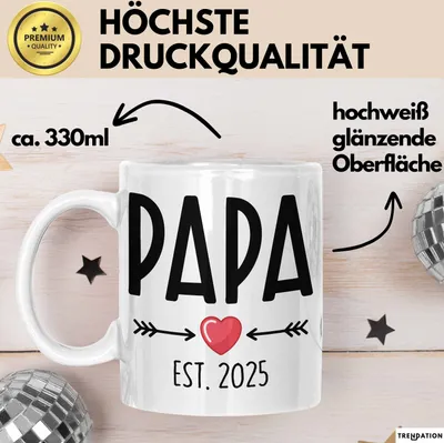 Produktbild von Trendation - Du Wirst Papa 2022 Tasse Geschenk Schwangerschaft Verkünden Vater Überraschung Baby Kaffeetasse Vater 2022 (Weiß)