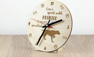 Image de Chien d'arrêt anglais - horloge avec chien, horloge en bois gravée, horloge personnalisée Art-Dog
