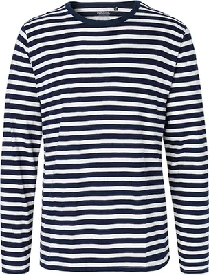 Immagine prodotto di Neutral O61050 | Maglietta a maniche lunghe da uomo / 100% cotone equosolidale - Colore: Bianco - Navy (a righe) - Taglia: XXL