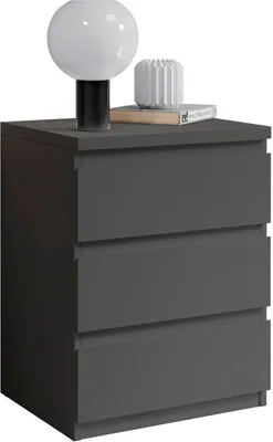 Produktbild von Nachttisch - Graphit Nachbildung matt - B 45 cm - 3 Schubladen