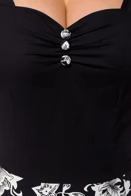 Produktbild von Belsira Blumenkleid Schwarz - Weiß - 3XL