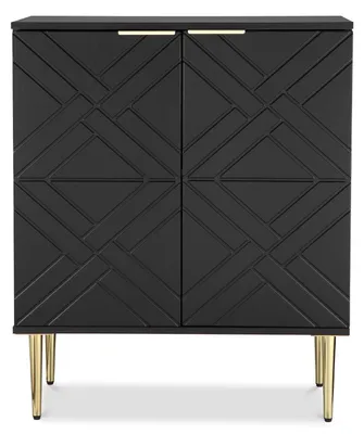 Immagine prodotto di Mobiletto contenitore con ripiani, credenza, mobiletto laterale, ideale per il soggiorno, realizzato in legno composito, colore nero, dimensioni 73,7 x 39,9 x 87,6 cm