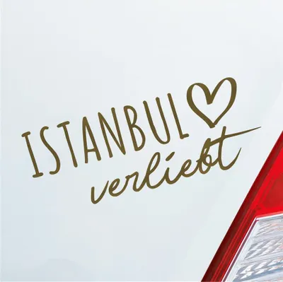Produktbild von Auto Aufkleber Istanbul verliebt Herz Stadt Heimat Liebe Car 19x8 cm Gold Sticker Heckscheibenaufkleber