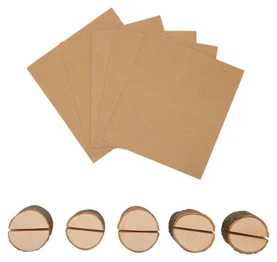 Produktbild von 5er-Set Tischkartenhalter aus Holz, 3 cm breit, rustikaler Stil, stabil, vielseitig einsetzbar, mit Kartenhaltern für Partys und Hochzeiten
