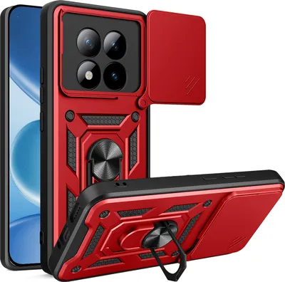 Produktbild von Outdoor Panzer Hülle für Xiaomi Redmi Note 15 Pro 4G Handyhülle mit Kameraschutz Ringhalter Rot