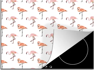 Produktbild von KitchenYeah© Herdabdeckplatte Flamingo - Muster - Rosa , 59x51cm, Küche Deko, Glaskeramikkochfeld Herdabdeckung, Abdeckplatte fùr Kochfeld