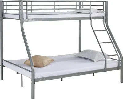 Immagine prodotto di Letto a castello "Leo" in metallo con rete a doghe - 90/140 x 190 cm - grigio