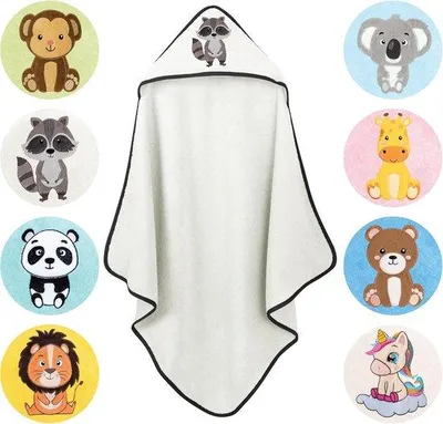 Productafbeelding van Ibenzoa® Babybadcape van 100% katoen – Gecertificeerd volgens , zacht en absorberend, 80 x 80 cm, geschikt voor baby's en kinderen