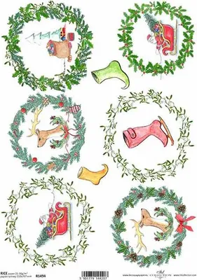 Produktbild von ITD Reispapier Decoupage Bastelpapier Softpapier Serviettentechnik, Kränze R1494