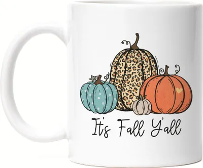 Produktbild von It's Fall Y'all Tasse Weiß Herbstzeit Herbst Vibrations Blätter Laub Laubblätter Jahreszeit Erntezeit