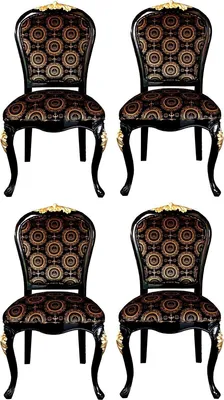 Produktbild von Pompöös by Casa Padrino Luxus Barock Esszimmerstühle mit Krone Schwarz / Gold - Pompööse Barock Stühle designed by Harald Glööckler - 4 Esszimmerstühle - Barock Esszimmermöbel