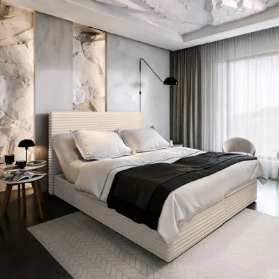 Produktbild von Masseno Boxspringbett MILARA 200x200 cm Komplett-Set mit Bonell Matratze und Topper, Polsterbett mit Bettkästen - Creme, TILIA 03