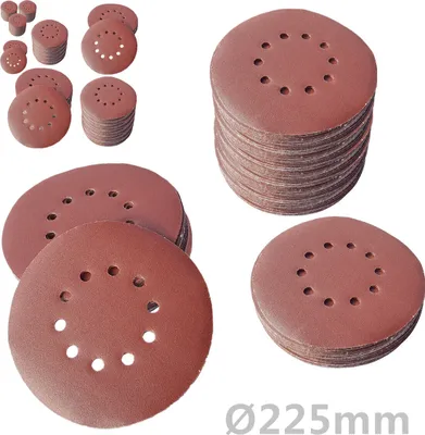 Produktbild von 50x Klett Schleifscheiben Ø225mm Körnung P240 Schleifpapier Trockenbauschleifer BOHRFUX