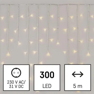 LED vánoční rampouchy, 5 m, venkovní i vnitřní, teplá bílá, ovladač, programy, časovač