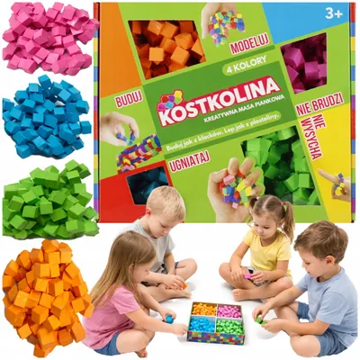 Obrázek produktu pro Kostičková modelovací hmota Kostkolina sada 4 barev pro děti