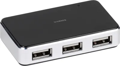 Produktbild von ViVanco™IT USBHUB4PWR, USB 2.0, USB 2.0, 4800 Mbit/s, Schwarz, AC, USB, 110 - 240 V