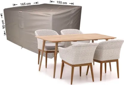 Produktbild von Raffles Covers Abdeckplane für Garten-Tisch und Stühle 165 x 155 H: 90 cm | Atmungsaktiv | Wasserdicht | UV-beständig | Elastischer Kordelzug