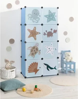 Produktbild von Livarno Home Kinder Steckregal L 74 x B 36 x H 144 cm Spielzeug- Kleiderregal Blau