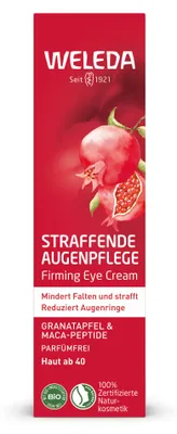 Produktbild von Weleda Straffende Augenpflege Granatapfel & Maca-Peptide 12ml, Augencreme, Frauen, Jeder Hauttyp, Antiaugenringe, Anti-Schwellungen, Anti-Falten, Kräftigend, Tube, 12 ml