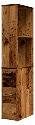 Produktbild von Badezimmerschrank Schmal mit Rollen, Nischenschrank für Badezimmer, Badmöbel Hochschrank Nischenregal, Altholz-Optik