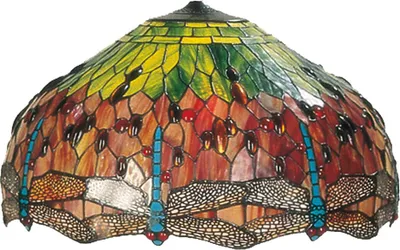Produktbild von Clayre & Eef Lampenschirm Tiffany Ø 51x29 cm Rot Grün Glas Libelle