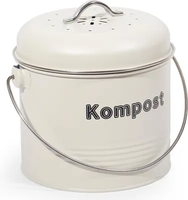 Produktbild von Biomülleimer Küche 3,5 L Aktivkohlefilter Komposteimer Retro Beige