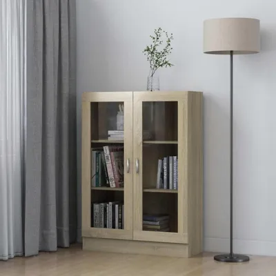 Obrázok produktu pre Vitrína, knižná skrinka, Imitácia Sonoma, 82,5 x 30,5 x 115 cm, drevotrieska