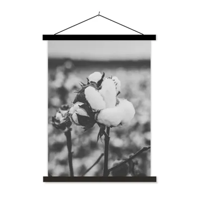 Produktbild von MuchoWow® Textilposter Baumwolle - Pflanzen - Schwarz - Weiß 90x120 cm mit schwarzem Rahmen - Dekoration