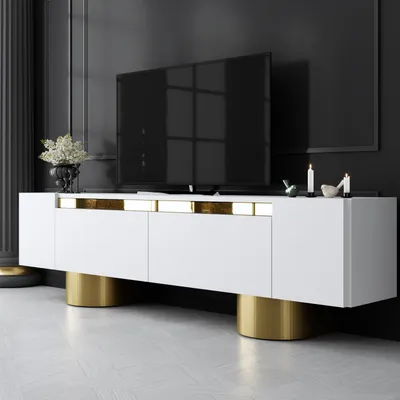Produktbild von Skye Decor, Bohem - White, Gold, TV-Schränke, Weiß, 180 x 50 x 30 cm