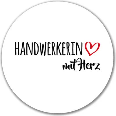 Produktbild von Huuraa Aufkleber Handwerkerin mit Herz 10cm rund Sticker Geschenkidee