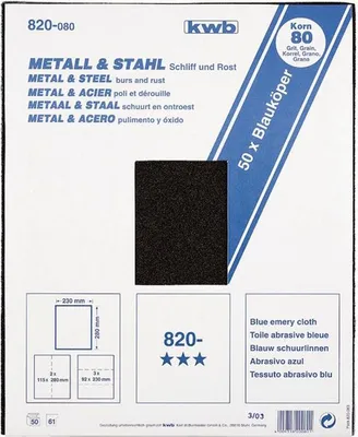 Produktbild von Kwb 820060 Schleifpapier Metall & Stahl K 60 Körnung 60, Inhalt 50 Stück