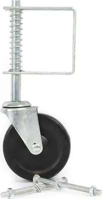 Obrázok produktu pre Pružinové koliesko na bránu Wiltec, koliesko na posuvnú bránu do 68 kg, koliesko s PVC kolieskom 100 mm, otočné koliesko na posuvné brány a záhradné brány, vysokokvalitné koliesko na bránu