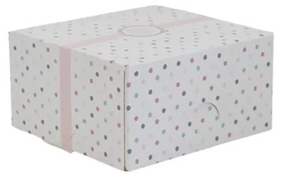 Produktbild von KAPAK 10er Keksbox Weiß mit Punkten 13x13x7 cm für Gebäck