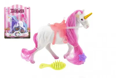 Produktbild von Einhorn/Pferd 15cm koppelbar mit Sattel mit Zubehör - bunt gemischt