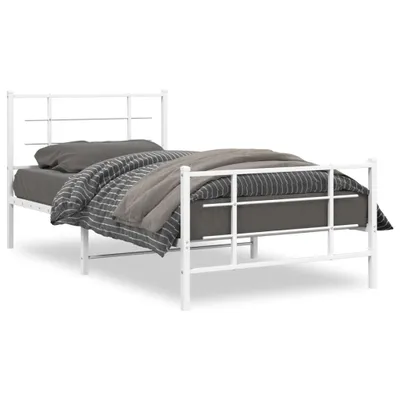 Obrázek produktu pro Postel s čelem a nohou kovová bílá 107x203 cm