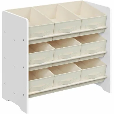 Obrázek produktu pro Dětský regál na hračky s 9 úložnými boxy GKR033WH01, 29,5 x 62,5 x 60 cm, bílý