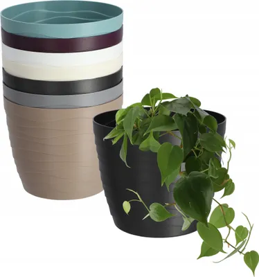Productafbeelding van KADAX bloempot van kunststof "Ufra", eenvoudige plantpot, ronde pot, 11 cm, zwart