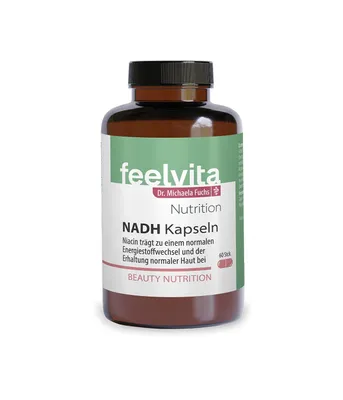 Produktbild von Genius Feelvita Nutrition NADH-Kapseln mit Niacin, Zink, Vitamin A & Vitamin B2- für einen normalen Energiestoffwechsel - 60 Kapseln, 2-Monatsvorrat