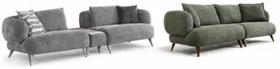 Immagine prodotto di Set per soggiorno in stile moderno, colore beige, struttura in legno, imbottitura morbida