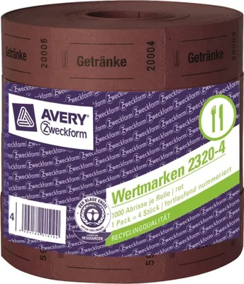 Obrázek produktu pro 4x Roll Beverage Marker 57x30mm Red 4000 Tear Offs