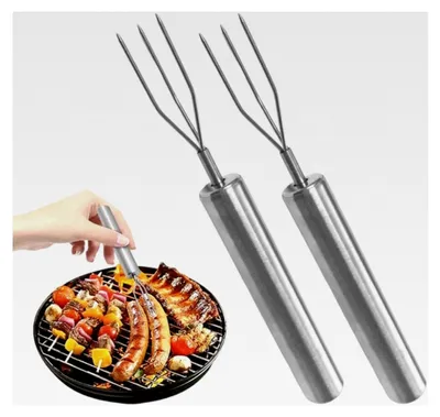 Produktbild von 2 Stück Pellkartoffelgabel, wiederverwendbar als Maisspieß und Schälhilfe aus rostfreiem Edelstahl (3 Zinken)